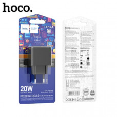 СЗУ-USB-USB-C HOCO CS14A QC3.0 PD20W, Black. Выход: Type-C: 20 Вт; USB-A: 18 Вт; USB-C+USB-A= 5V/3A.