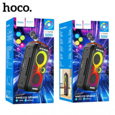 Активная напольная колонка HOCO DS50 (мощность 50W, ВТ V 5.3, USB, TF, AUX, RGB, 1 беспроводной микрофон, размер 600х246х268мм, акб 6000 мА, время зарядки 4ч, время работы до 7ч, динамики 2х6,5 дюйма)