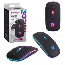 Мышь беспроводная Defender Touch MM-997, черный, оптическая 2.4+BT, RGB, 500mAh, бесшумная.