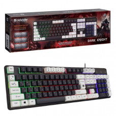 Клавиатура проводная игровая DEFENDER Dark Knight GK-077 RU,черн-бел, 104кн, радужная (1/20)