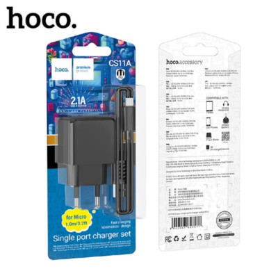 СЗУ-USB Micro HOCO CS11A 1м, 2.1A, Black