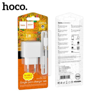 СЗУ-USB Type-C HOCO CS11A 1м, 2.1A, White