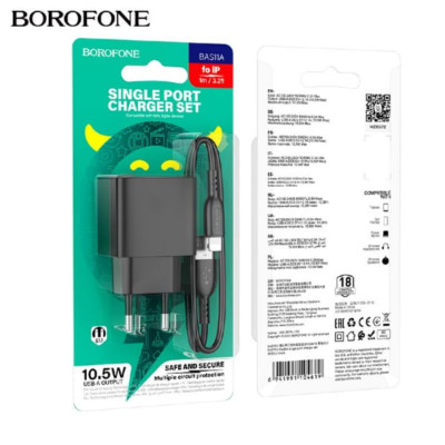 СЗУ-USB Lightning BOROFONE BAS11A 1м, 2.1A, 10.5W, Black