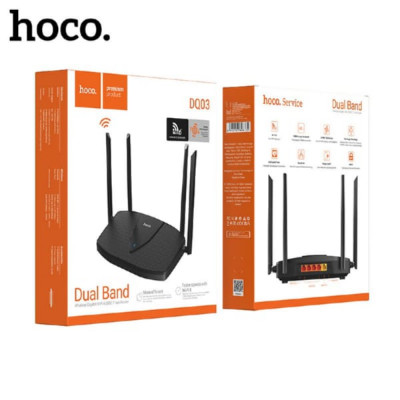 Wi-Fi роутер HOCO DQ03 Vast. Интерфейс: LAN: 4х1000 Мбит/с, WAN: 1х1000 Мбит/с. Мощность зарядки: 12 В постоянного тока/1 А. Антенна: 2х2,4 ГГц (5 дБи) + 2х5 ГГц (5 дБи). Скорость беспроводной связи: 2,4 ГГц: 573,5 Мбит/с, 5 ГГц: 1201 Мбит/с. Память: Flas