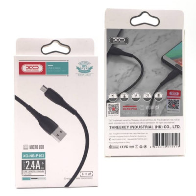 Кабель Micro USB XO-NB-P163 1м, 2.4А, ПВХ, черный