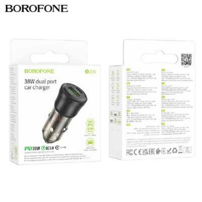 АЗУ-USB-USB-C BOROFONE BZ25 PD20W+18W QC3.0, Black
