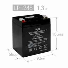 Аккумулятор свинцово-кислотный LIVE-POWER LP1245 12V 4.5Ah (90x70x100mm) Аккумулятор свинцово-кислотный LIVE-POWER LP1245 12V 4.5Ah (90x70x100mm)