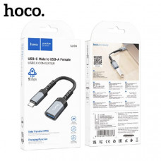 OTG переходник с кабелем USB(AF)/Type-C HOCO UA24 USB3.0 0.17м, Metal Gray