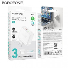 СЗУ-USB-2USB-C (Type-C)-Type-C BOROFONE BN11 PD100W+QC3.0, White