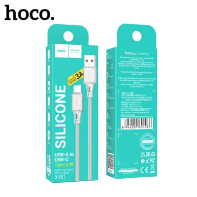 Кабель Type-C HOCO X101 1м, 3A, силикон, Gray