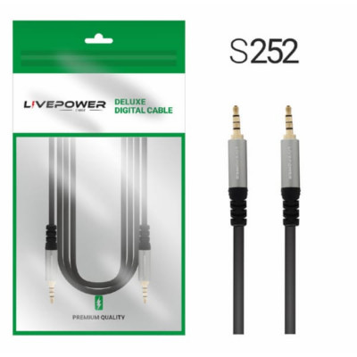 Кабель Аудио 3,5 Jack-3,5 Jack M/M Live-Power Premium H227 1,8м, Black, 4 pin, ПВХ