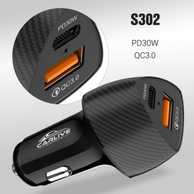 АЗУ-USB+PD CARLIVE CR34 PD25W+QC3.0 Black, в блистере