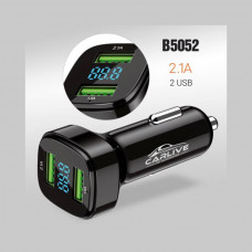 АЗУ-2USB CARLIVE CR30, 5V/1A,2.1A Black, с индикатором вольтметра, в блистере