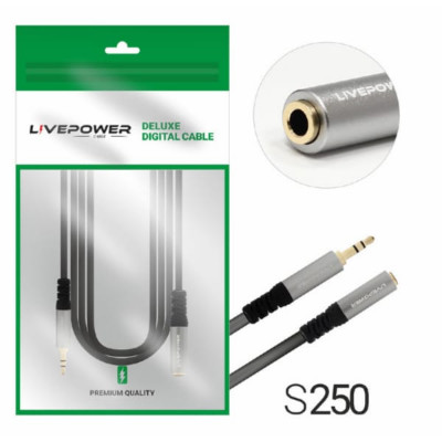 Удлинитель AUX 3,5 Plug - 3,5 Jack M/F Live-Power H225 1.8м, Black