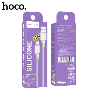 Кабель Lightning HOCO X101 1м, 2.4A, силикон, Gray