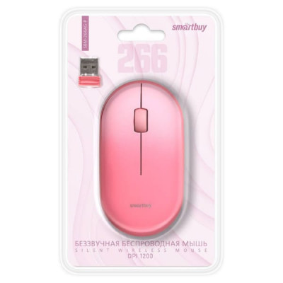 Мышь беспроводная Smartbuy 266AG, розовый, оптическая. Макс. dpi 1200. 3кн. Питание 1хАА.