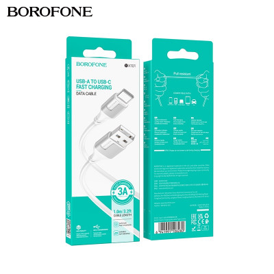 АКЦИЯ!!! Кабель Type-C BOROFONE BX101 1м, 3A, TPE, White. Продается КРАТНО 30шт!!!