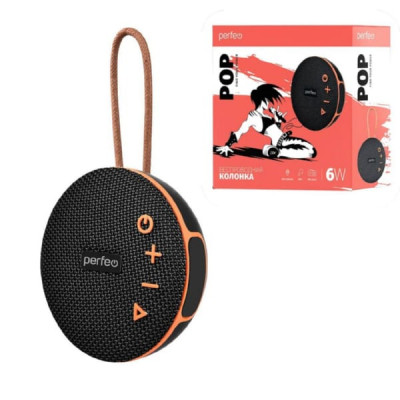 Портативная колонка POP FM, MP3 microSD/USB, AUX in, TWS, мощность 6Вт, 1200mAh, черная