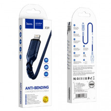 АКЦИЯ!!! Кабель Lightning HOCO X59 1м, 2.4A, шнуровая оплетка, Blue. Продается КРАТНО 20шт!!!