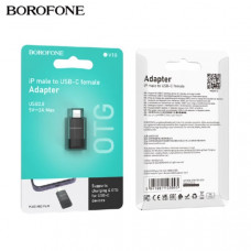 АКЦИЯ!!!OTG переходник Type-C(AF)-Lightning(AM) Borofone BV18 USB2.0, Black. Продается КРАТНО 10 шт!!!