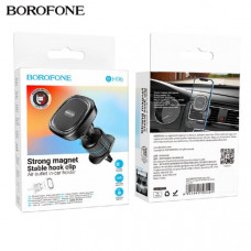 АКЦИЯ!!! Держатель мобильного телефона магнитный на дефлектор BOROFONE BH96 Black. Продается КРАТНО 3 шт!!!
 Материал: ABS+силикон. Размер: 52х52х90мм. Вес: 70г. Подходит для телефонов  4.5-7 дюймов. Удерживает до 500г.