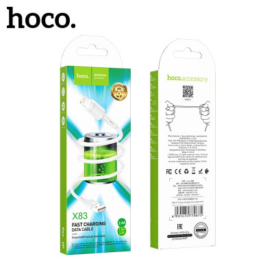 Кабель Lightning HOCO X83 1м, 2.4A, White, ПВХ