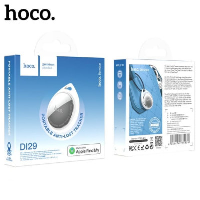 Трекер Bluetooth -метка HOCO DI29 Plus (батарея 2032, акб 230 мАч, приложение Apple iOS 14.6 и выше, используется собственное АРР Apple, размер 32х9 мм, Карабин, вес 10 г)