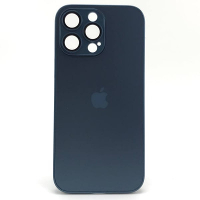 Чехол стеклянный iP 15 Pro Max AG-Glass Silicone Case с защитой камеры, цвет Royal Blue