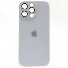 Чехол стеклянный iP 15 Pro Max AG-Glass Silicone Case с защитой камеры, цвет White