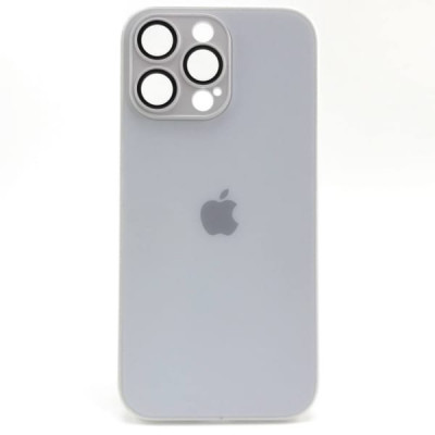 Чехол стеклянный iP 15 Pro Max AG-Glass Silicone Case с защитой камеры, цвет White