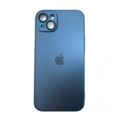 Чехол стеклянный iP 14 Plus AG-Glass Silicone Case с защитой камеры, цвет Far Royal Blue