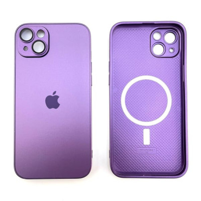 Чехол MagSafe стеклянный iP 14 Plus AG-Glass Silicone Case с защитой камеры, цвет Dark Purple