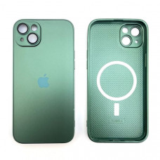 Чехол MagSafe стеклянный iP 12 Pro Max AG-Glass Silicone Case с защитой камеры, цвет Dark Green