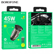 АЗУ 2USB-C (Type-C)-Lightning BOROFONE BZ26B 1м, PD25W+ QC3.0A 20W, Black. USB-C 1+ USB-C 2 = 45W.