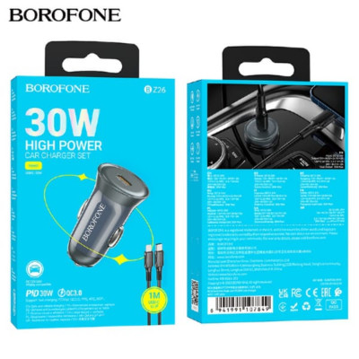 АЗУ USB-C (Type-C)-Lightning BOROFONE BZ26 1м, PD30W QC 3.0A, Gray