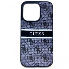 Чехол силиконовый iP 15 Pro Max Guess с кожаным принтом, цвет Black