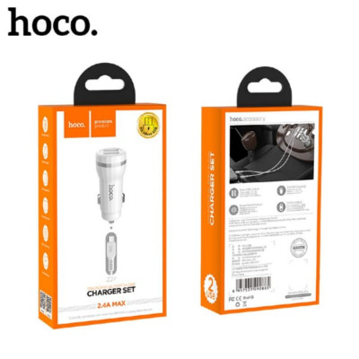 АКЦИЯ! АЗУ-2USB MicroUSB HOCO Z27, кабель 1м, 2.4A White. Продается КРАТНО 5 шт!