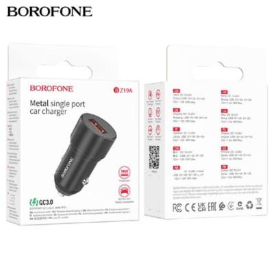 АКЦИЯ!!! АЗУ USB BOROFONE BZ19A QC3.0A, 18W, Black. Продается КРАТНО 5 шт!!!