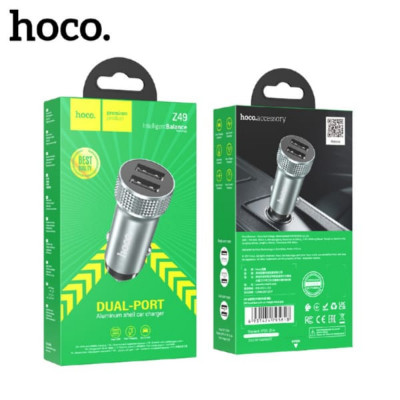 АЗУ 2USB HOCO Z49 2.4A, Metal Gray. АКЦИЯ!!! Кратно 5 шт!