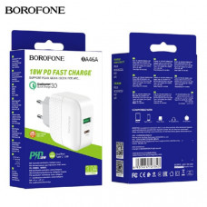 АКЦИЯ! СЗУ-USB-USB-C BOROFONE BA46A Premium PD18W+QC3.0, White. Продается КРАТНО 5 шт!!!