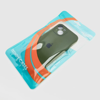 Чехол iP 14 Max/Plus Silicone Case, закрытая камера, техпак (Virid)