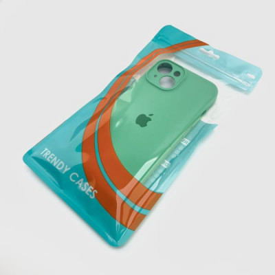Чехол iP 14 Silicone Case, закрытая камера, техпак (Spearmint)