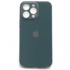 Чехол стеклянный iP 13 Pro Max Glass техпак, Blue-Green