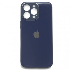 Чехол стеклянный iP 13 Pro Max Glass техпак, Dark Blue