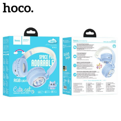 Гарнитура беспроводная полноразмерная Bluetooth HOCO W50 Cute fun Blue Емкость аккумулятора: 400 мАч. Время зарядки: около 2 часов. Вес: 163г. Поддержка режимов ВТ, AUX.