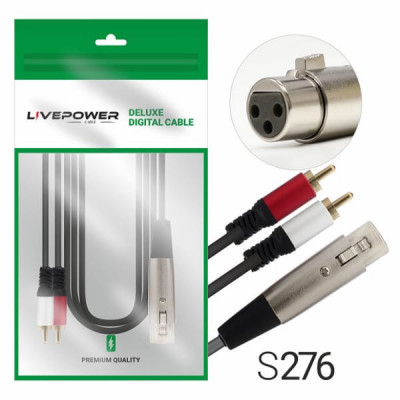 Кабель Аудио переходник XLR(AF) - 2RCA Live-Power Premium H251, 1.8м, черный