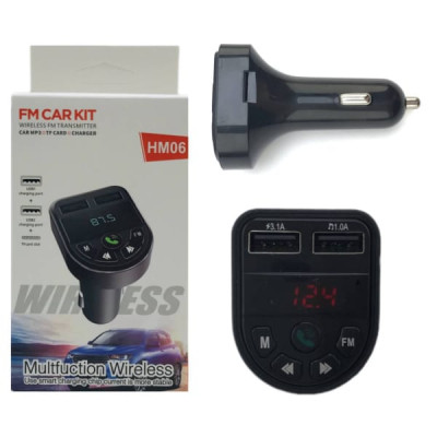 АКЦИЯ!! FM-Модулятор HM06, Bluetooth, 2USB, TF, 5V-3.1A. Продается КРАТНО 3шт!!!