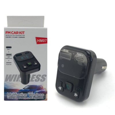 АКЦИЯ!!! FM-Модулятор HM07, Bluetooth, USB, Type-c, TF, 5V-3.1A. Продается КРАТНО 3шт!!!