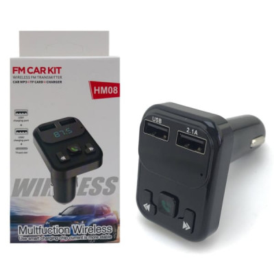 АКЦИЯ!!! FM-Модулятор HM08, Bluetooth, 2USB, TF, 5V-3.1A. Продается КРАТНО 3шт!!!