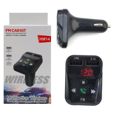 АКЦИЯ!!! FM-Модулятор HM14, Bluetooth, 2USB, TF, HF, FM, LED, 5V-3.1A. Продается КРАТНО 3шт!!!